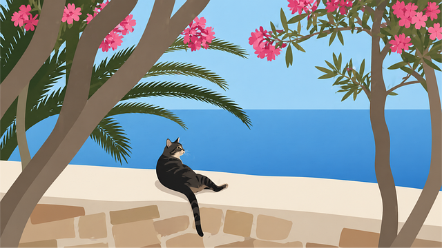 Free cat mediterranean sea vector