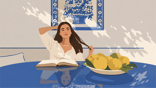 Free woman reading lemons vector