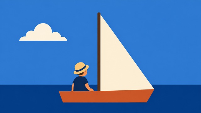 Free boy sailboat sea illustration