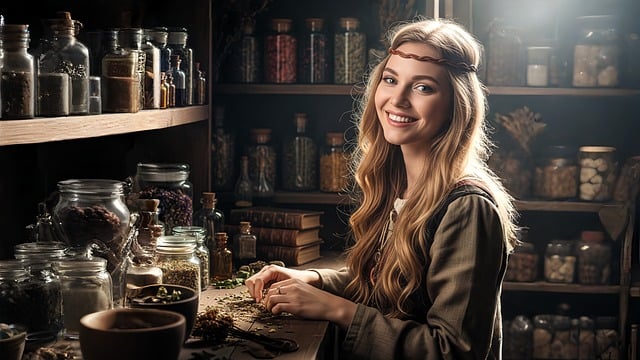 Free renaissance herbalist woman illustration