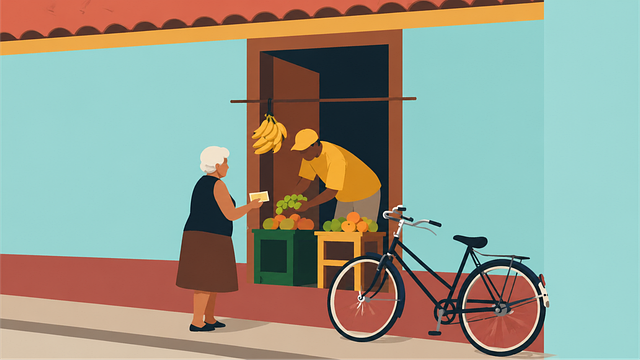 Free market fruit vendor vector
