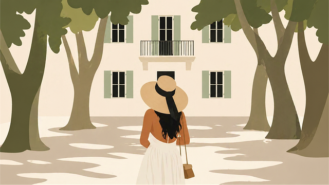 Free woman summer dress hat vector