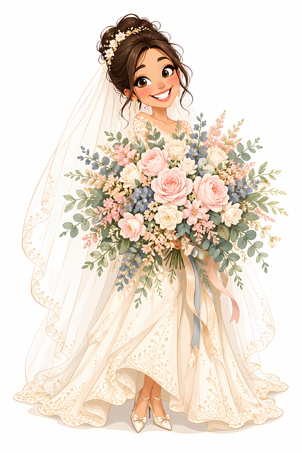 Braut, Brautstrauss, Hochzeitskleid
