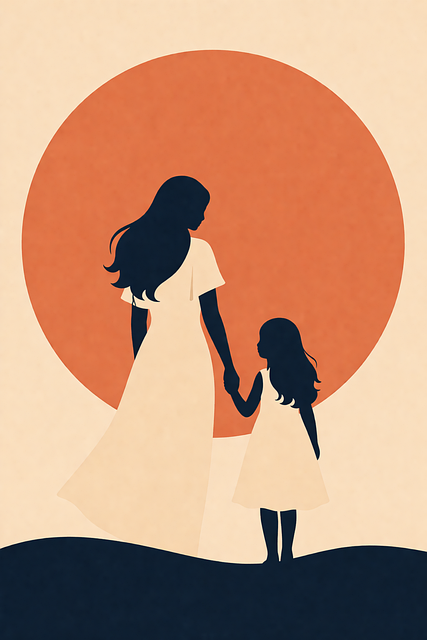Free mother daughter family illustration