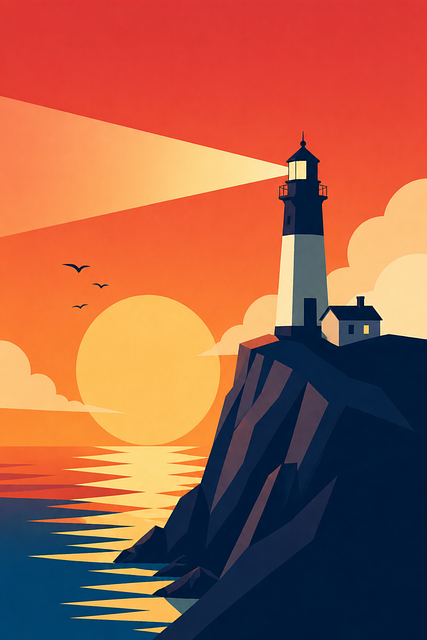 Free Lighthouse Sunset vector and picture