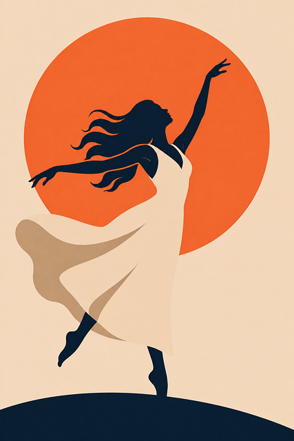 Free dance silhouette sunset vector
