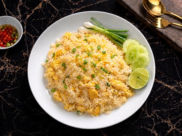 Free fried rice egg thai food illustration