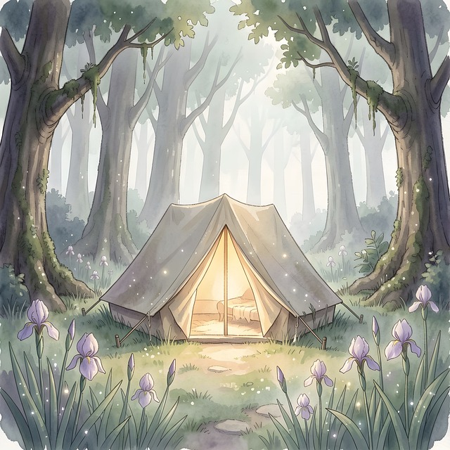 Free tent forest camping illustration