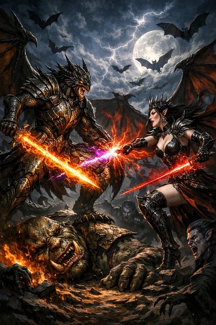 Free Warrior Dragon illustration and picture