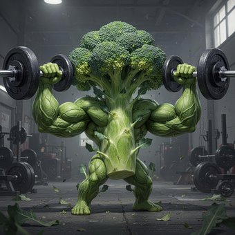 Anthropomorph, Brokkoli, Bodybuilding