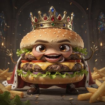 Hamburger, Krone, Essen, Luxus, Fastfood