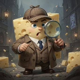 Käse, Detektiv, Lupe, Charakter