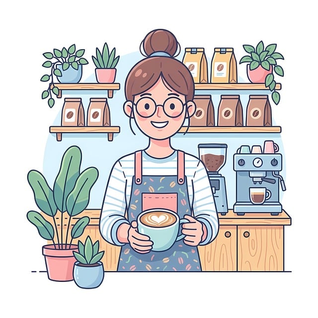 Free coffee shop barista latte illustration