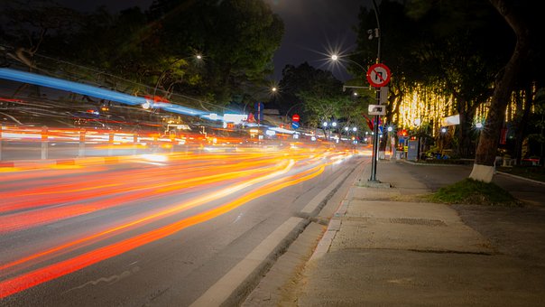 Hanoi, Straße, Licht, Nacht