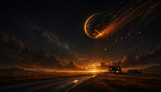 Free meteor falling asteroid apocalyptic sky illustration