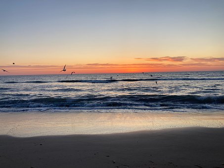 Playa, Mar, Arena, Océano, Atardecer