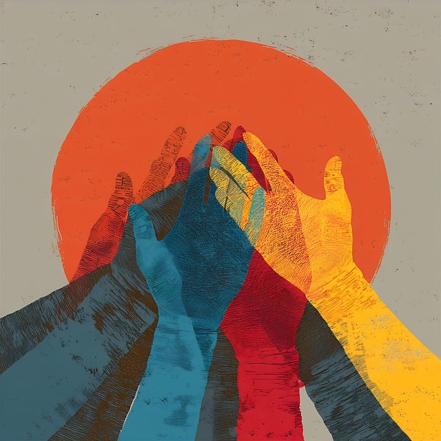 Free collaboration abstract art hand illustration