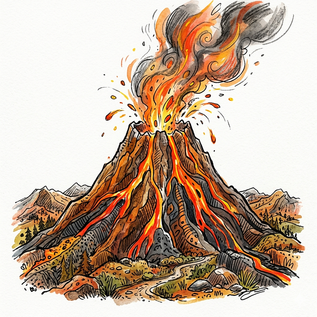 Vulkan, Ausbruch, Lava, Feuer, Rauch