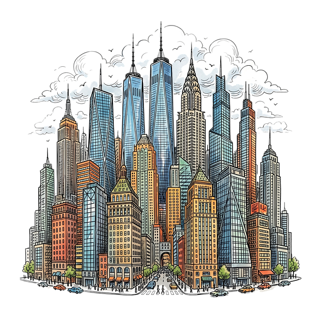Free cityscape skyscrapers architecture illustration
