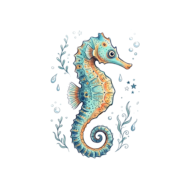 Free seahorse ocean seaweed illustration