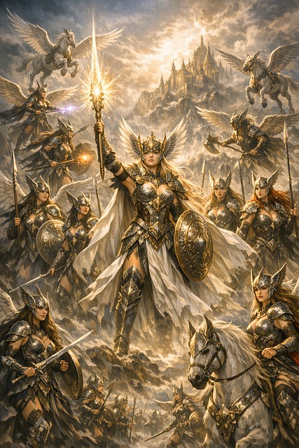 Valquiria, Guerreros, Alas De Ángel