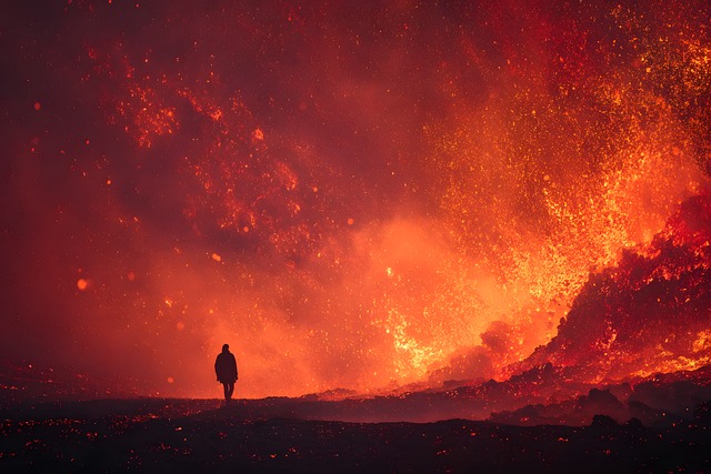 Free volcano lava eruption illustration