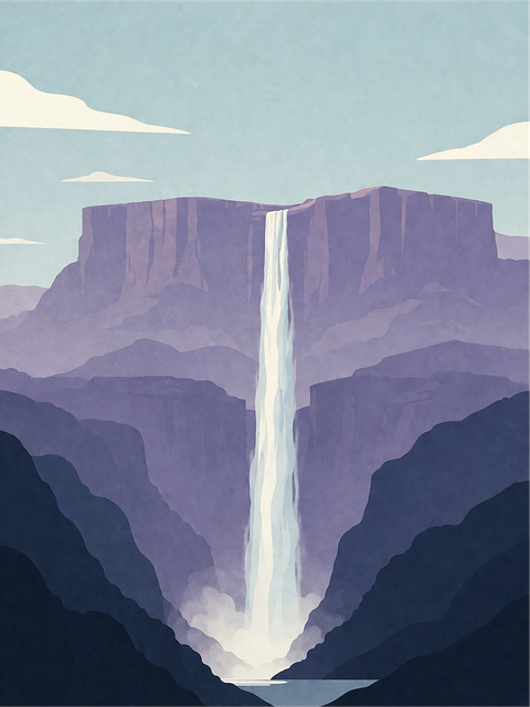 Free waterfall canyon cliff vector