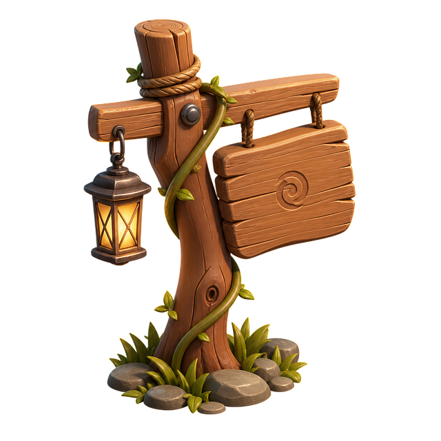 Free wooden sign lantern rustic design illustration
