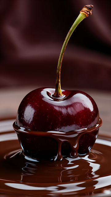 Free chocolate glaze cherry dessert illustration