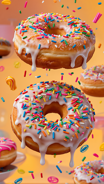 Free donut colorful sprinkles white icing illustration