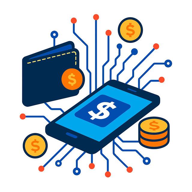 Free fintech digital wallet mobile payments illustration