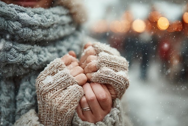 Invierno, Bufanda, Mano, Nieve, Frío