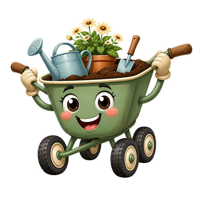 Free wheelbarrow garden cart gardening tools illustration