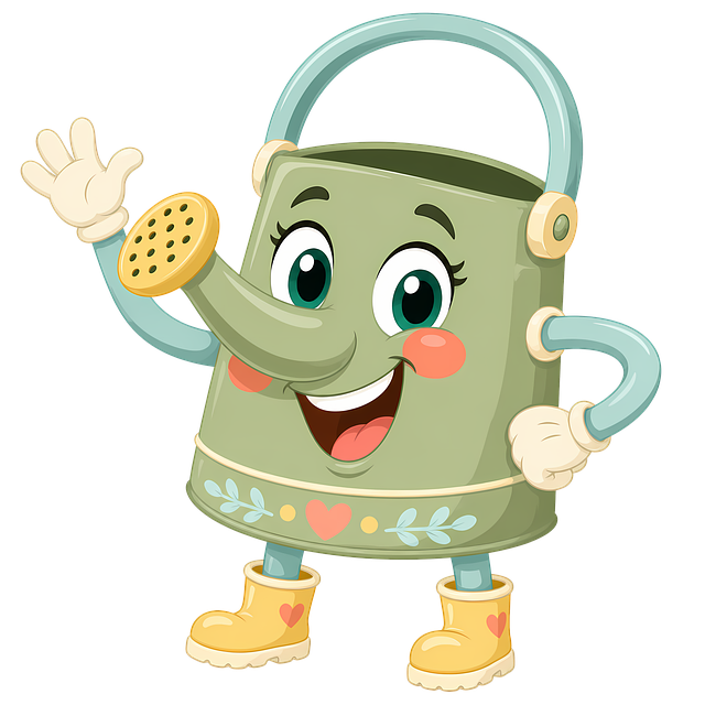 Free watering can caricature cartoon character illustration