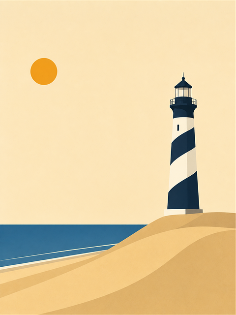 Free lighthouse beach dunes vector