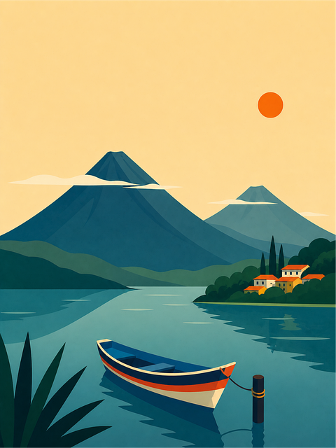 Free ai generated lake boat vector
