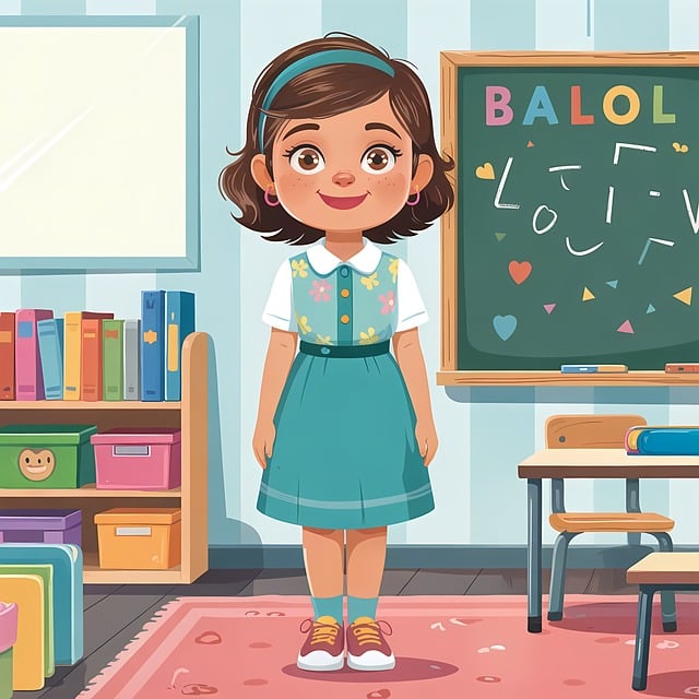Free girl animation classroom illustration