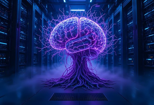 Free brain technology futuristic illustration