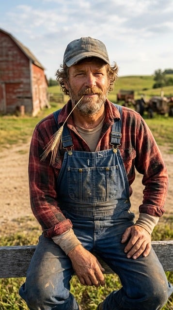 Free vintage farmer wheat illustration