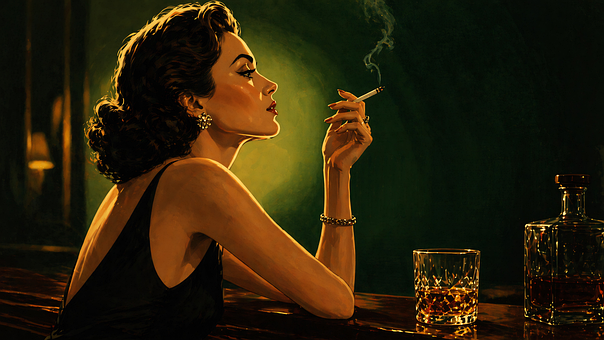Free Woman Smoking illustration and picture