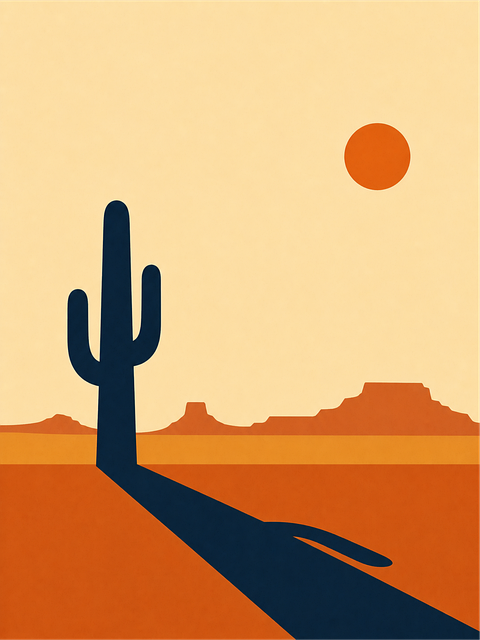 Free desert cactus sunset vector