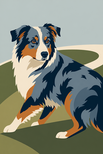 Free dog australian shepherd pet illustration