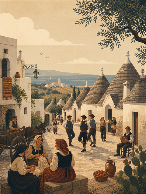 Free puglia alberobello trulli vector