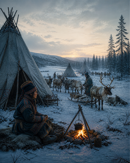 Free sami people lapland reindeer illustration