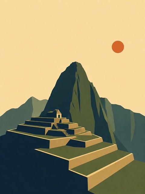 Free machu picchu peru minimalist landscape vector