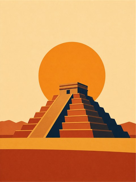Free mayan pyramid aztec temple chichen itza vector