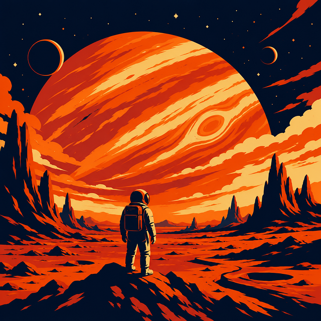 Free astronaut alien planet retro sci-fi vector