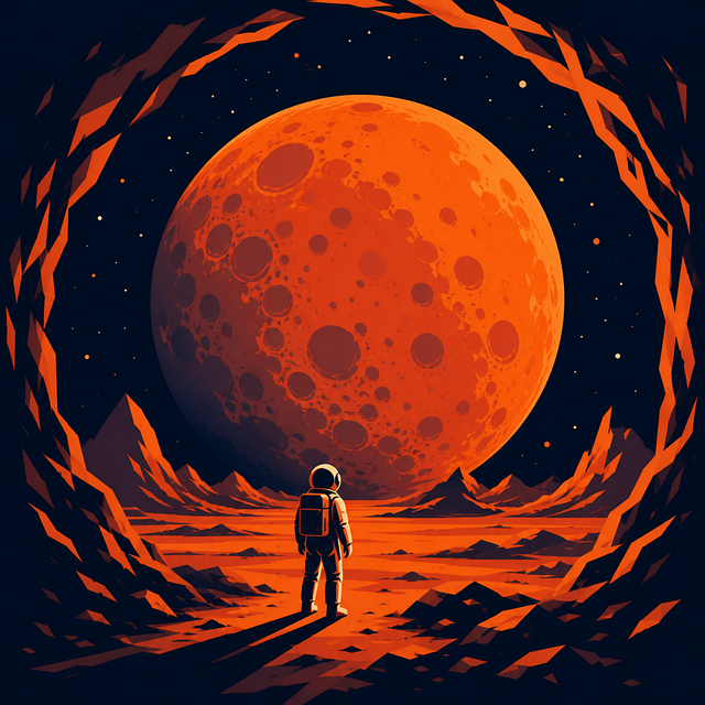 Free astronaut red moon sci fi vector