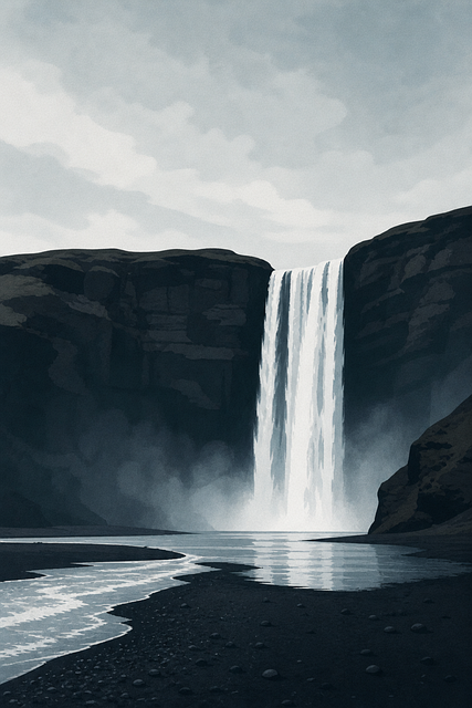 Free waterfall minimalist nordic vector