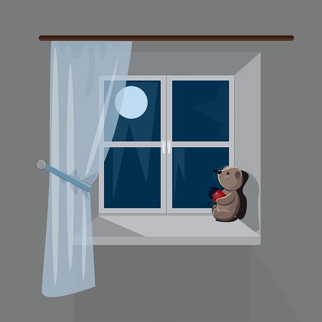 Free window moon teddy illustration